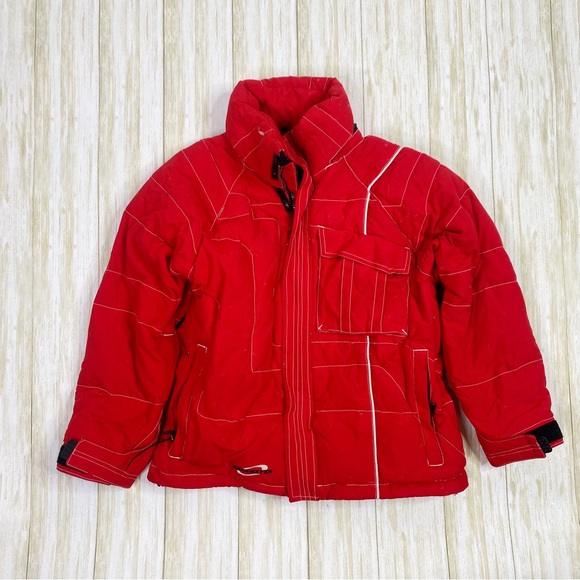 Obermeyer Alt3 Red Down Filled Ski Snow Waterfall Jacket